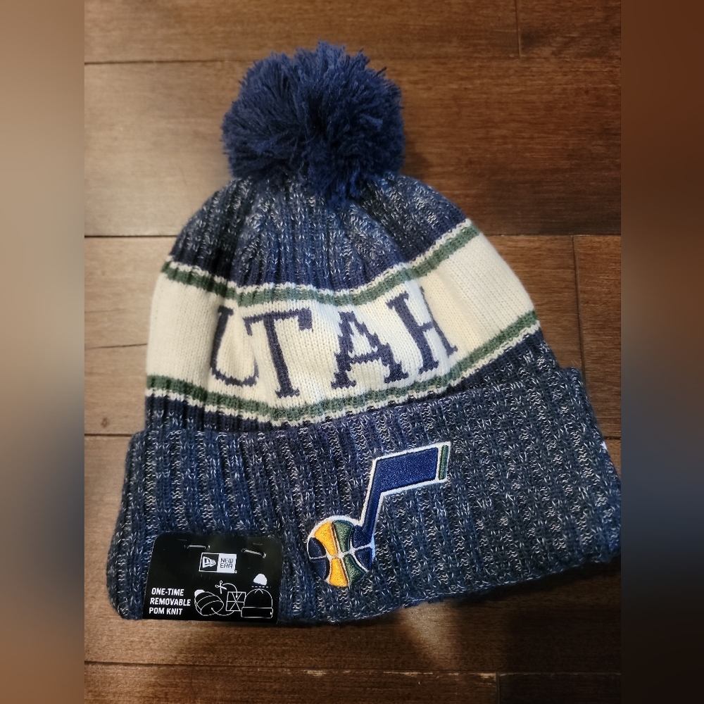 New Era NBA Utah Jazz Cuffed Knit Pom Winter Beanie Unisex Blue/Green One Size